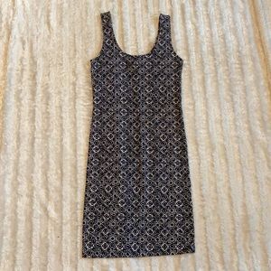 Midi dress black and white tank top body con stretchy dress sleeveless mandala